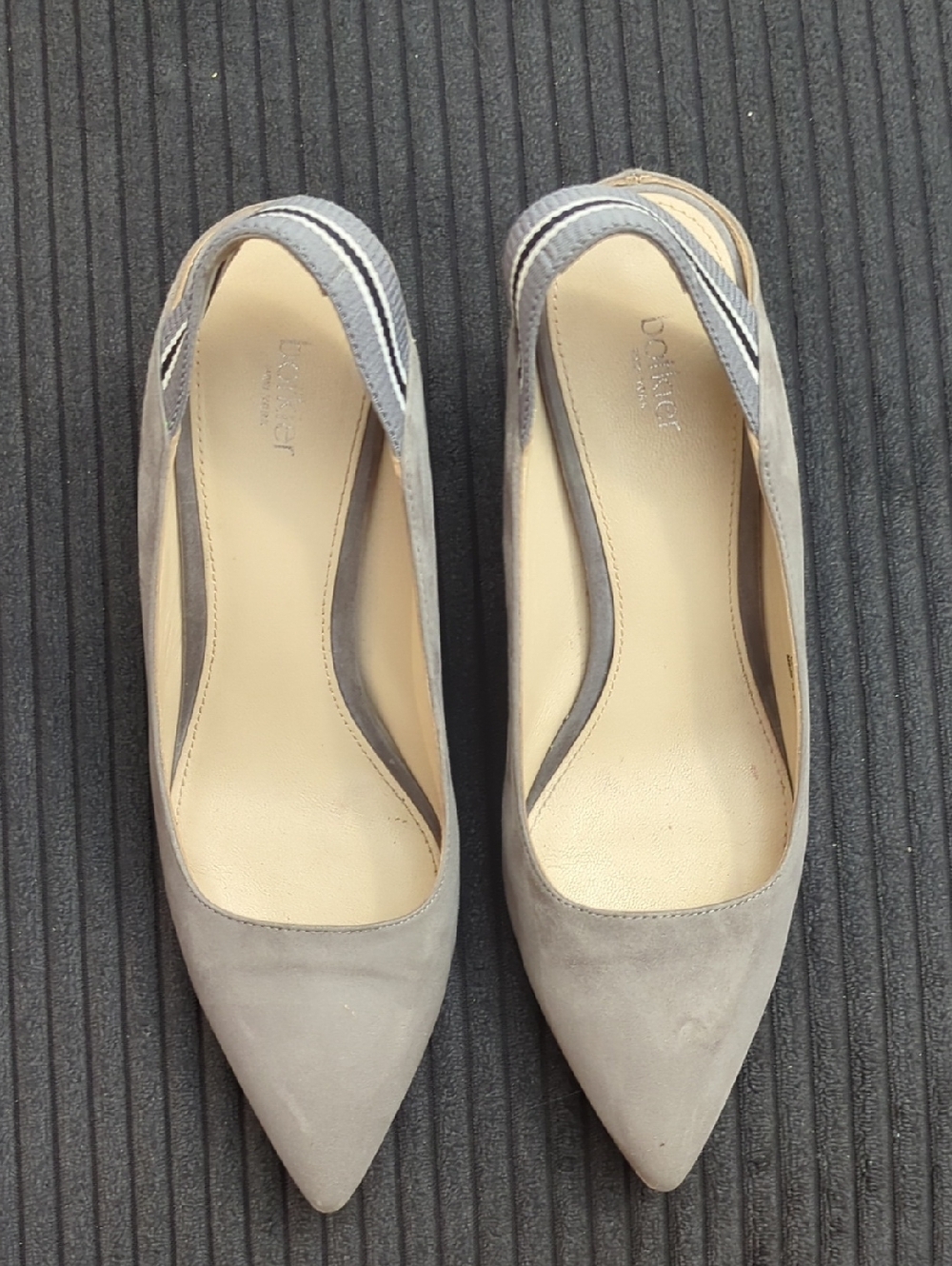 Botkier Pointed Toe Slingback Leather Pumps in Light Gray - Size 7